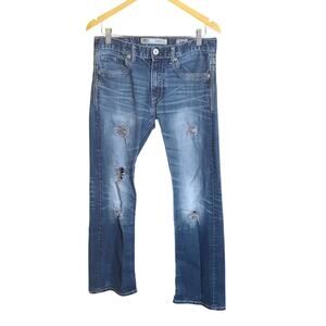BKE Mens Jake Reg Fit Mid Rise Heavy Distressing Shredded Detail Jeans Size 31R